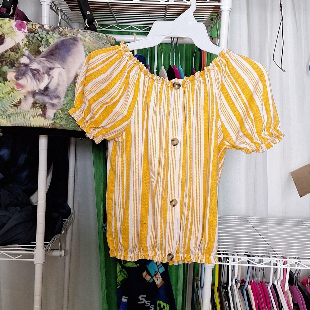 URBAN FREEDOM YELLOW AND WHITE XS BLOUSE